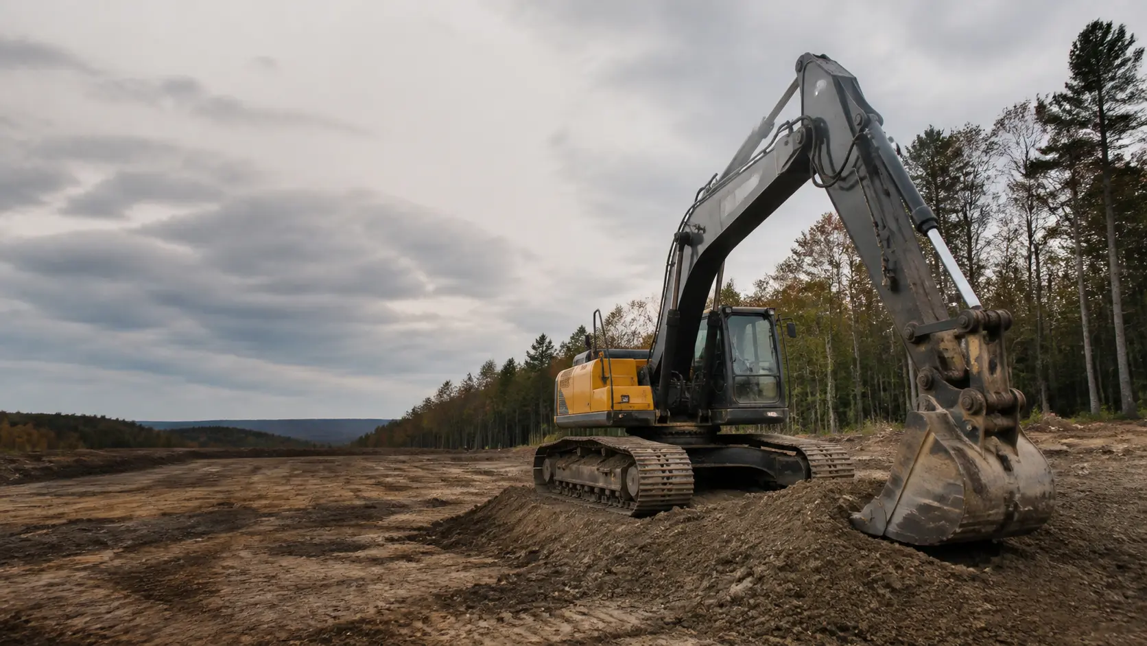 Excavator working on a construction site