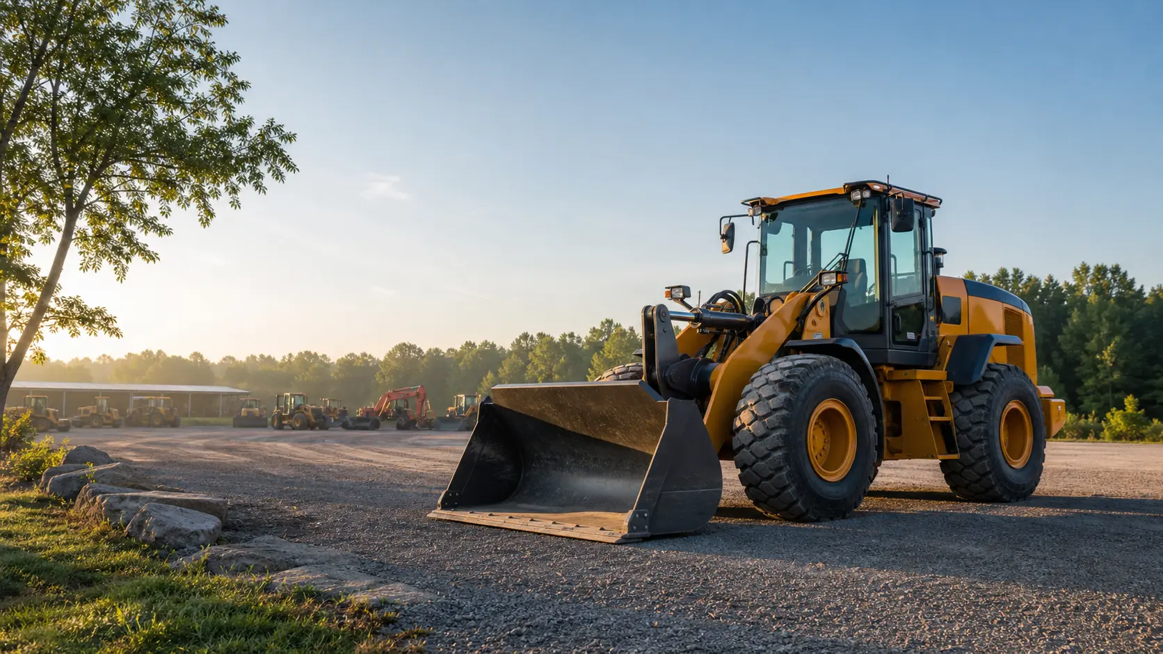 Heavy loader at a rural equipment yard
